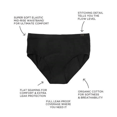 The Period Brief Mid-Rise Heavy Flow - Black