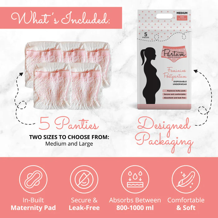 How to manage bleeding after birth. The best postpartum disposable underwear in Australia. Partum Panties disposable hospital underwear. Pregnant Labour Birth Postpartum Essential - Dear Mama Store Australia. Free shipping available.